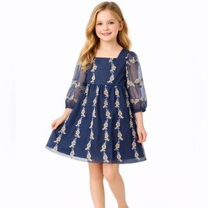 Janie and Jack girl  Floral Embroidered Dress size 7